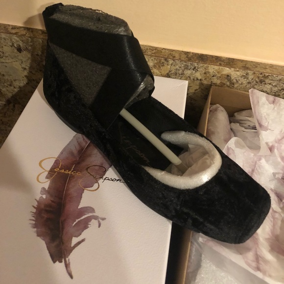 black velvet ballet flats